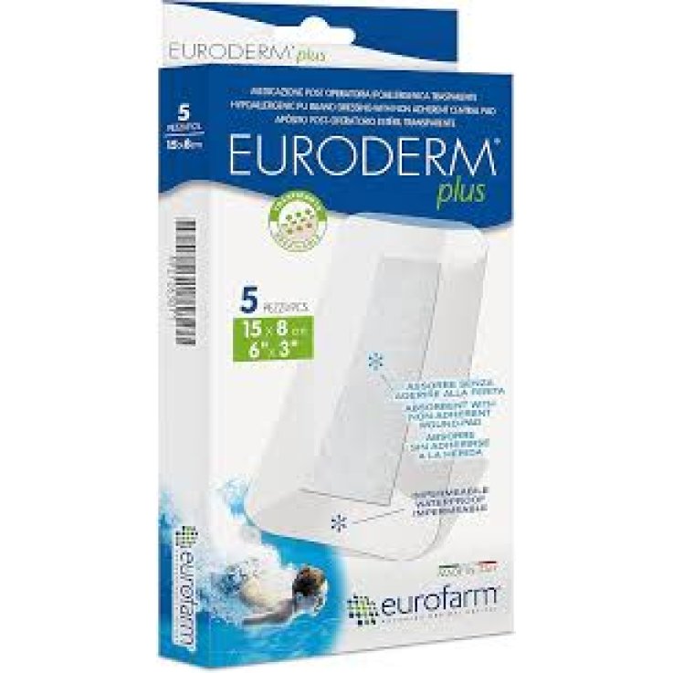 MEDICAZIONE STERILE IMPERMEABILE IN POLIURETANO EURODERM PLU S CM 15X8 5 PEZZI