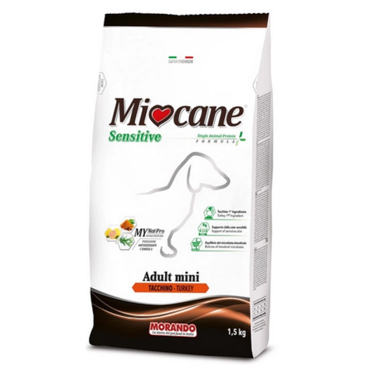 MIOCANE SENSITIVE SINGLE ANIMAL PROTEIN FORMULA ADULT MINI TACCHINO 1,5 KG