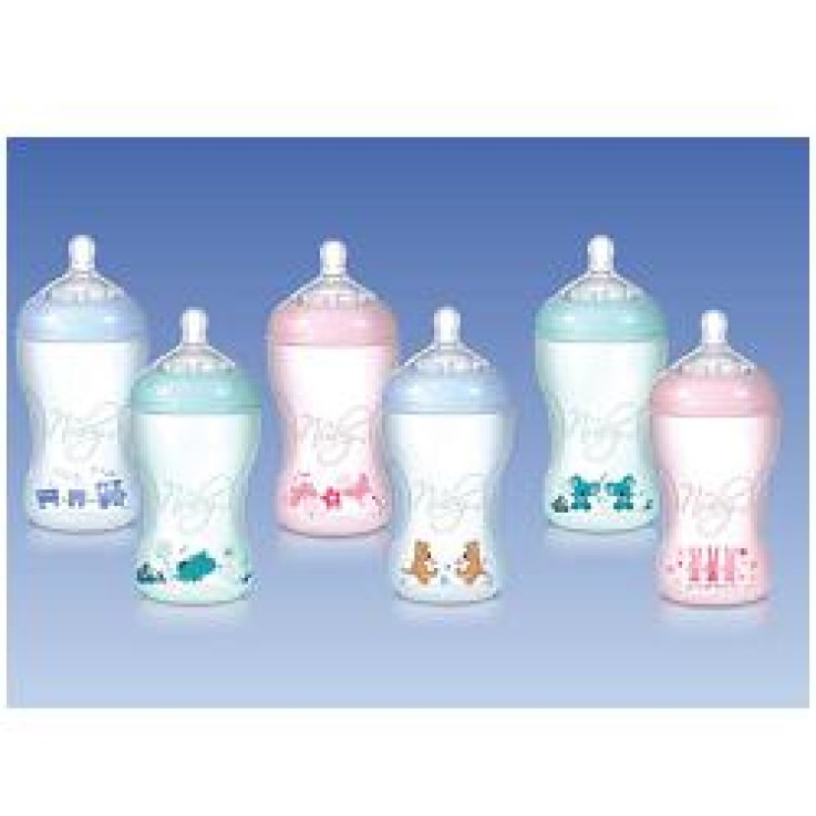 NUBY NT BIBERON DA 330ML IN POLIPROPILENE AZZURRO CON TETTAR ELLA EXTRA SOFFICE FLUSSO MEDIO