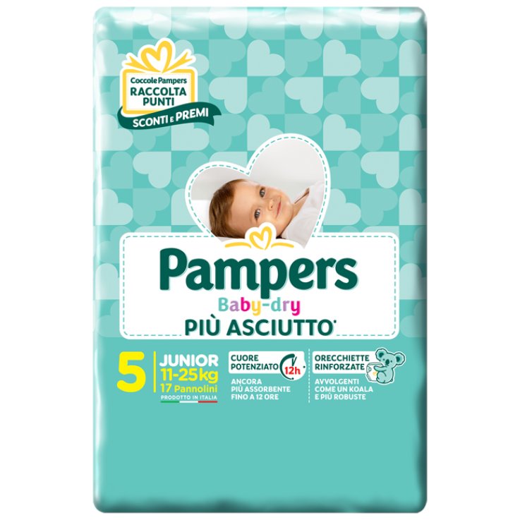 PANNOLINI PER BAMBINI PAMPERS BABY DRY DOWNCOUNT NO FLASH JU NIOR 17 PEZZI