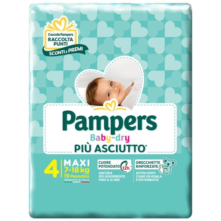 PANNOLINI PER BAMBINI PAMPERS BABY DRY DOWNCOUNT NO FLASH MA XI 19 PEZZI