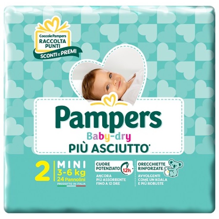 PANNOLINI PER BAMBINI PAMPERS BABY DRY DOWNCOUNT NO FLASH MI NI 24 PEZZI BUONO SCONTO