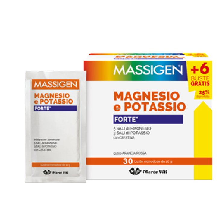 MASSIGEN MAGNESIO E POTASSIO FORTE 24 BUSTINE + 6 GRATIS