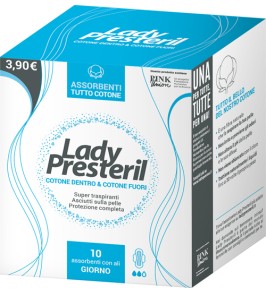 LADY PRESTERIL COTONE DENTRO & COTONE FUORI 10 ASSORBENTI CON ALI GIORNO PROMO