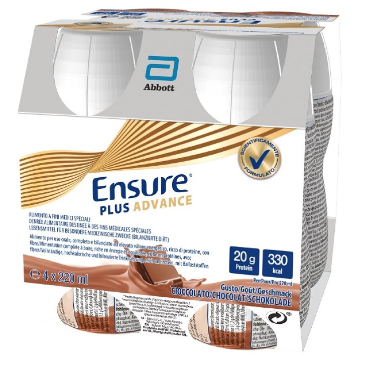 ENSURE PLUS ADVANCE CIOCCOLATO 4 BOTTIGLIE DA 220 ML