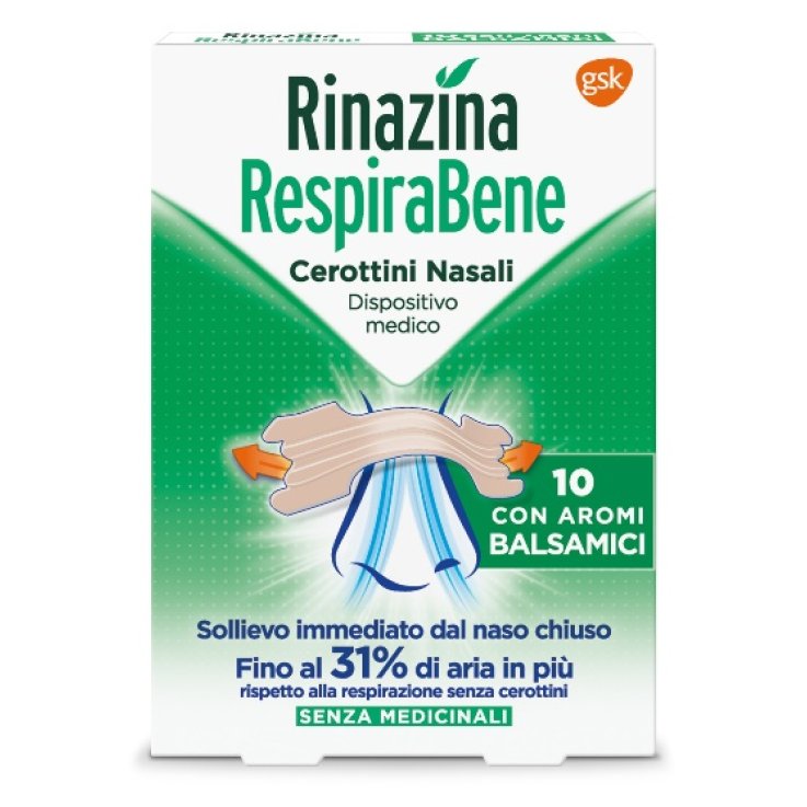 RINAZINA RESPIRABENE CEROTTI NASALI CON AROMI BALSAMICI CART ON 10 PEZZI