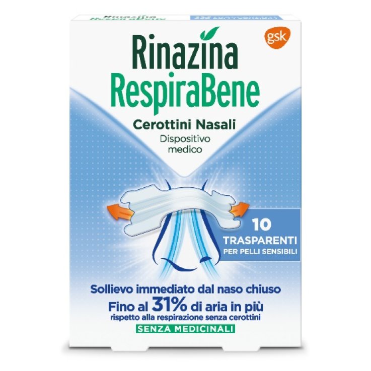 RINAZINA RESPIRABENE CEROTTI NASALI TRASPARENTI CARTON 10 PE ZZI