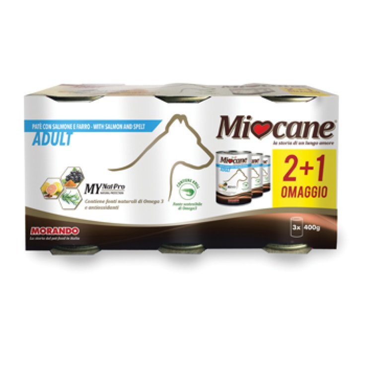 MIOCANE PATE' TRIS ADULT SALMONE/FARRO 3 X 400 G