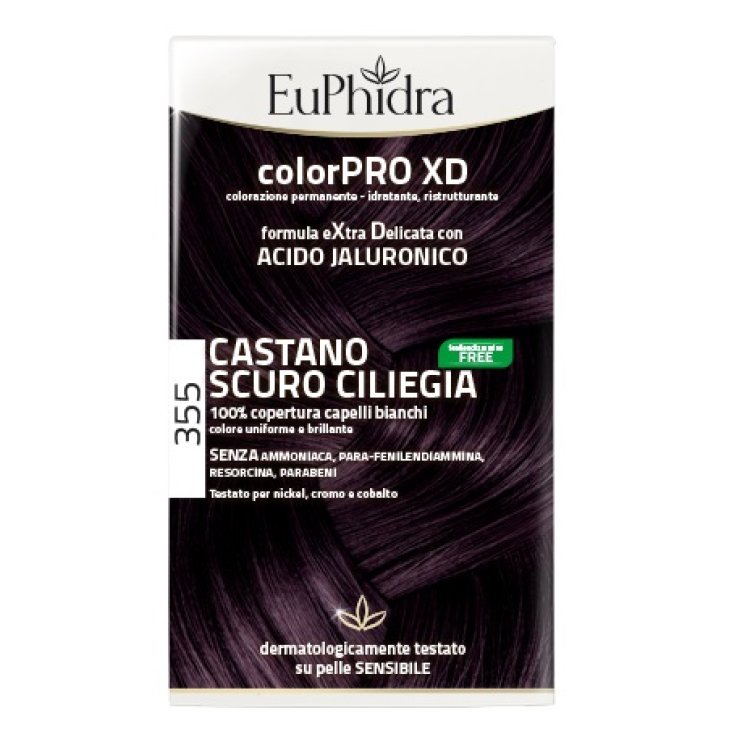 EUPHIDRA COLORPRO XD 355 CASTANO SCURO CILIEGIA GEL COLORANT E CAPELLI IN FLACONE + ATTIVANTE + BALSAMO + GUANTI