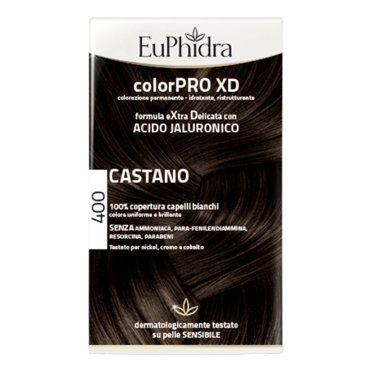 EUPHIDRA COLORPRO XD 400 CASTANO GEL COLORANTE CAPELLI IN FL ACONE + ATTIVANTE + BALSAMO + GUANTI