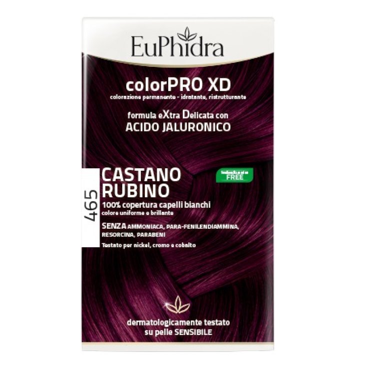 EUPHIDRA COLORPRO XD 465 CAST RUBINO GEL COLORANTE CAPELLI I N FLACONE + ATTIVANTE + BALSAMO + GUANTI