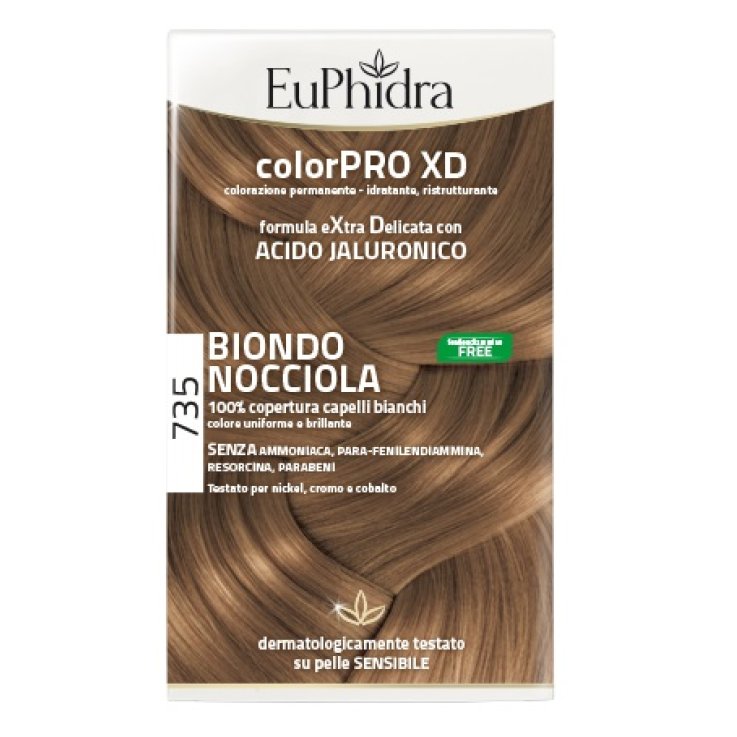 EUPHIDRA COLORPRO XD 735 BIONDO NOCCIOLA GEL COLORANTE CAPEL LI IN FLACONE + ATTIVANTE + BALSAMO + GUANTI