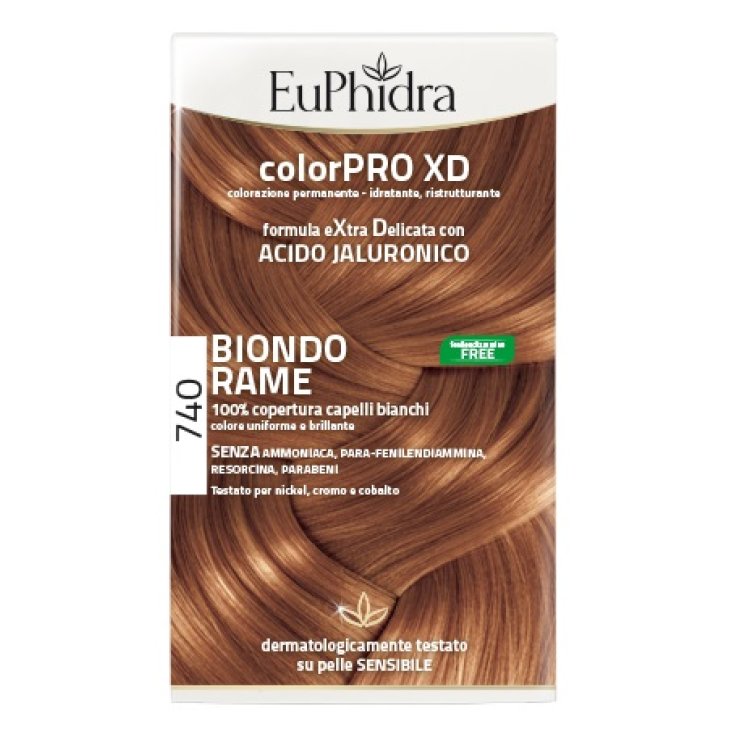EUPHIDRA COLORPRO XD 740 BIONDO RAME GEL COLORANTE CAPELLI I N FLACONE + ATTIVANTE + BALSAMO + GUANTI