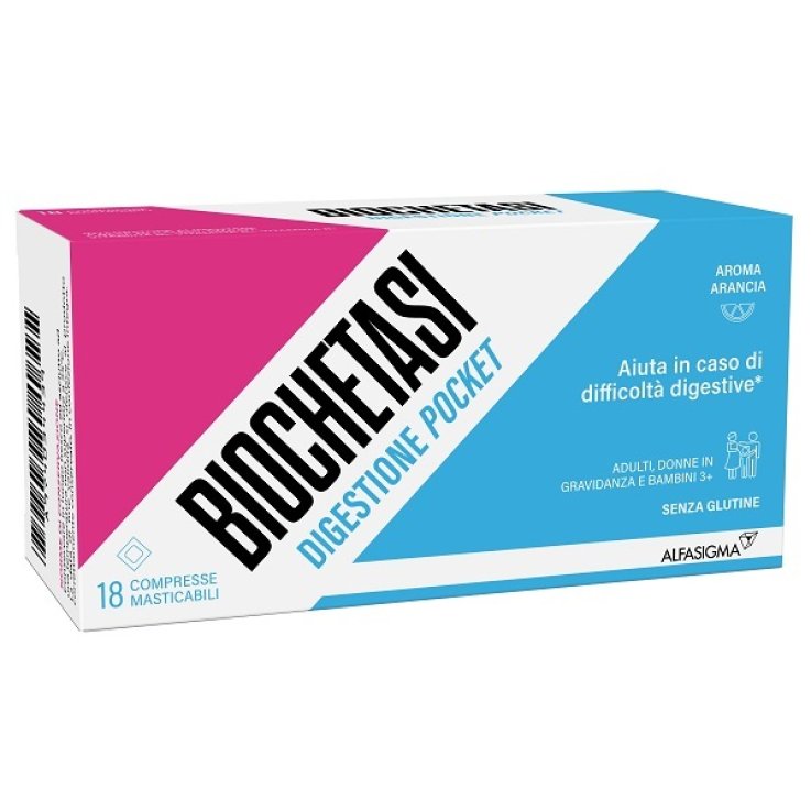 BIOCHETASI POCKET DIGESTIV 18 COMPRESSE MASTICABILI NUOVA FO RMULAZIONE