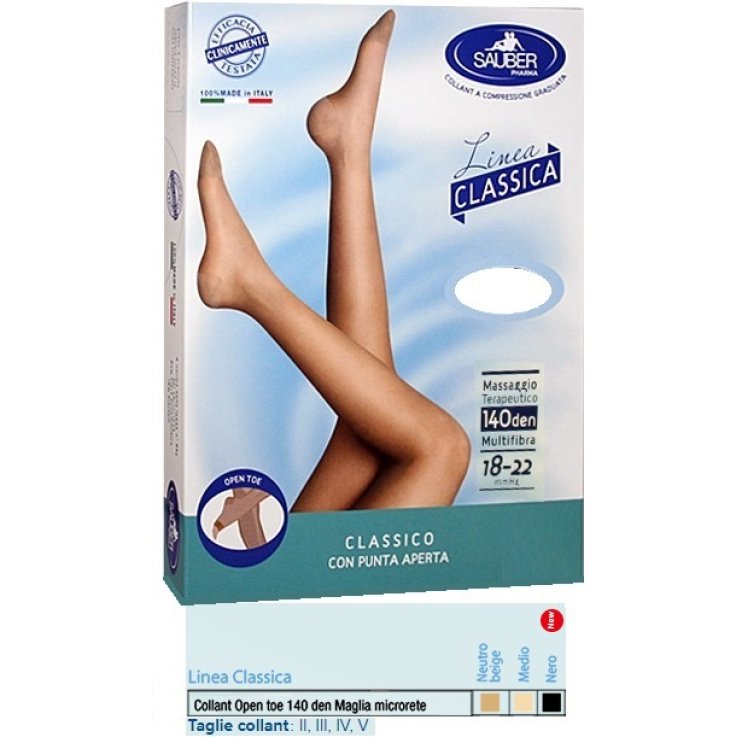SAUBER COLLANT OPEN TOE MAGLIA MICRORETE 140 DEN COLORE NEUT RO BEIGE TAGLIA 2 LINEA CLASSICA