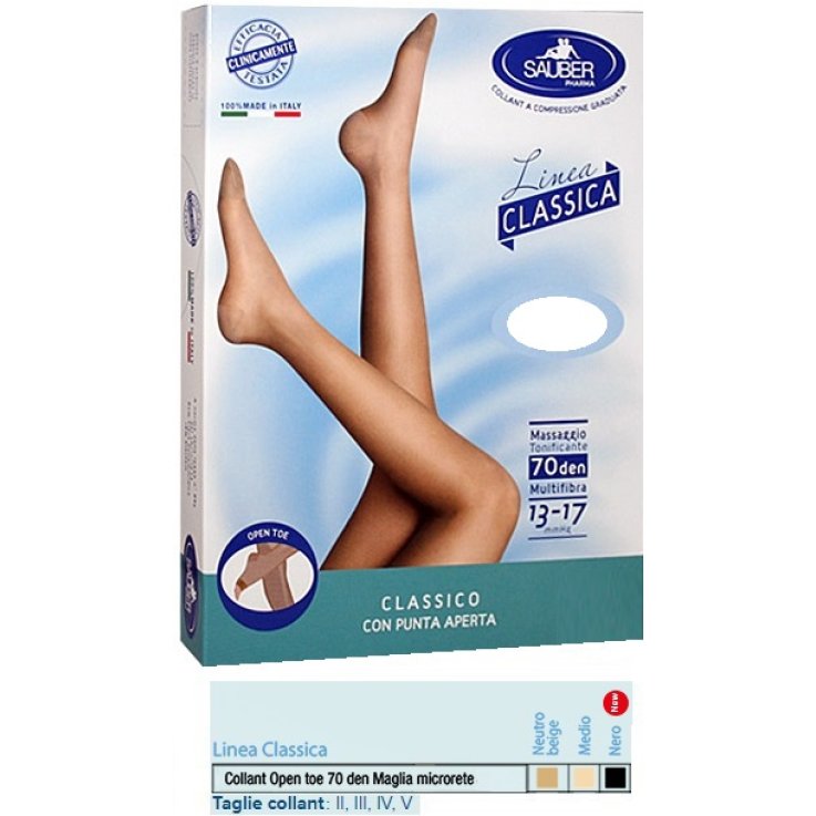 SAUBER COLLANT OPEN TOE MAGLIA MICRORETE 70 DEN COLORE NEUTR O BEIGE TAGLIA 2 LINEA CLASSICA