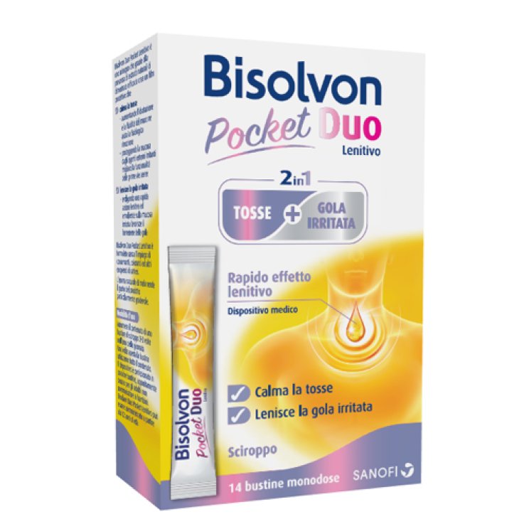 BISOLVON DUO POCKET LENITIVO TOSSE + GOLA IRRITATA A BASE DIMIELE E ALTEA 14 BUSTINE MONODOSE 10 ML