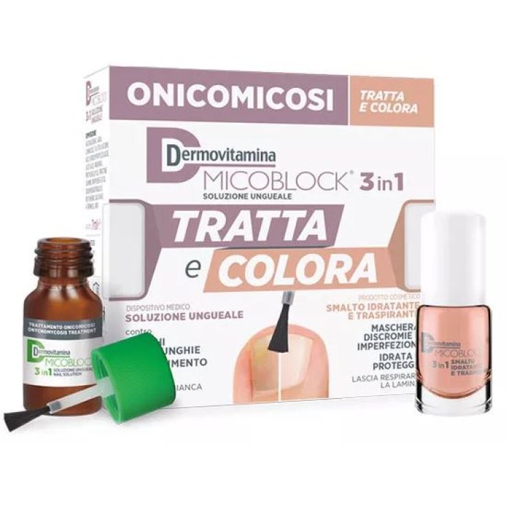 DERMOVITAMINA MICOBLOCK 3 IN 1 SOLUZIONE UNGUEALE 7 ML + SMALTO IDRATANTE TRASPIRANTE 5 ML