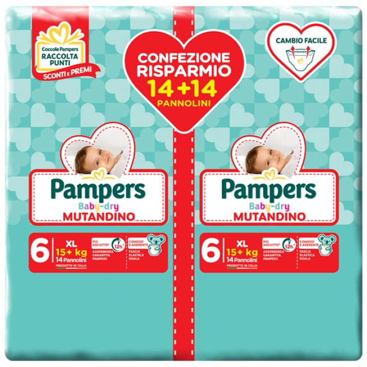 PAMPERS BABY DRY PANNOLINO A MUTANDINA DUO DWCT XL 28 PEZZI
