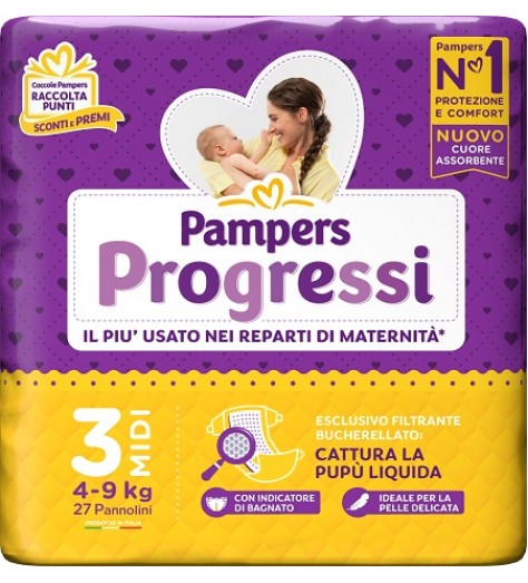 PAMPERS Progressi Taglia 3 4/9kg 27 Pezzi