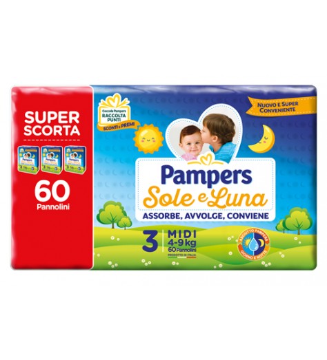 PAMPERS SOLE&LUNA TRIO MIDI 60 PEZZI