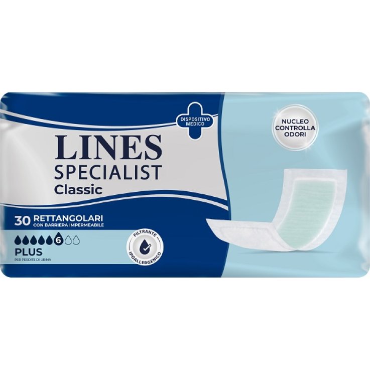 PANNOLONE LINES SPECIALIST CLASSIC RETTANGOLARE CON BARRIERA CONTROL 30 PEZZI
