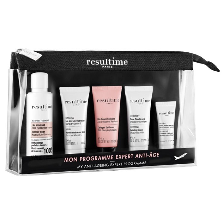 RESULTIME TROUSSE DECOUVERTE CON EAU MICELLAIRE ACIDE HYALUR ONIQUE 50 ML + SOIN MICRODERMABRASION 15 ML + GEL SERUM COLL AGENE 15 ML + CREME DESALTERANTE 15 ML + CREME YEUX 3 ML
