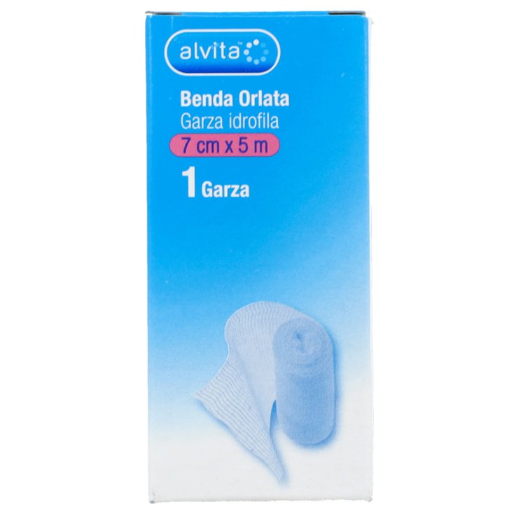BENDA IN GARZA IDROFILA ORLATA ALVITA 7X500CM
