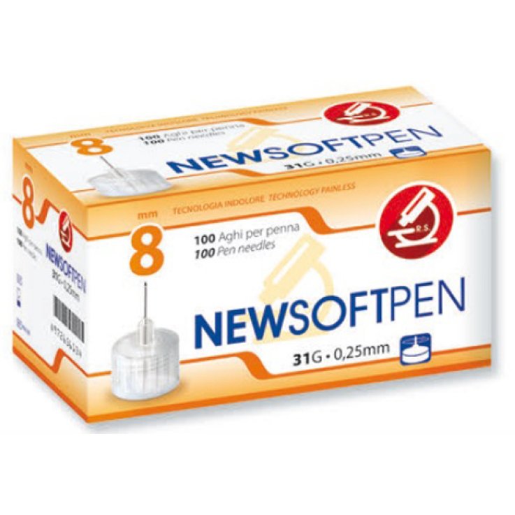 AGO PER PENNA DA INSULINA NEWSOFTPEN 31 GAUGE 8MM 0,25MM 100 PEZZI