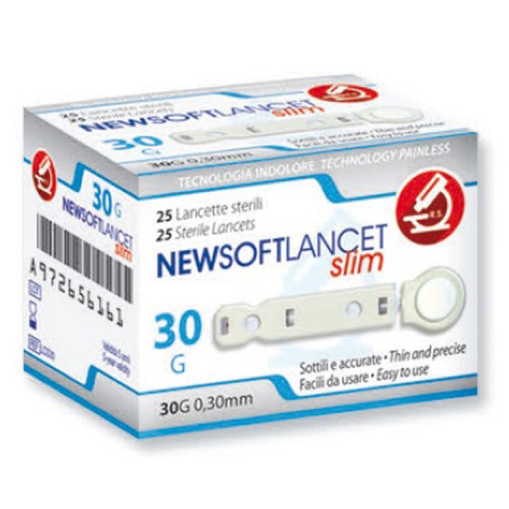 LANCETTE PUNGIDITO NEWSOFTLANCET SLIM 30 GAUGE 0,30MM 25 PEZ ZI