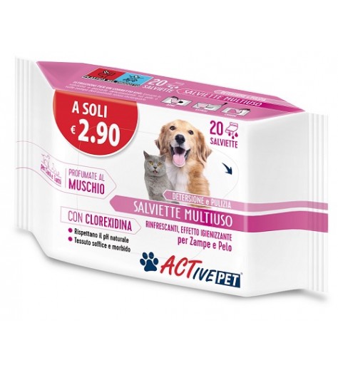 ACTIVE PET SALVIETTE CLX 20 PEZZI