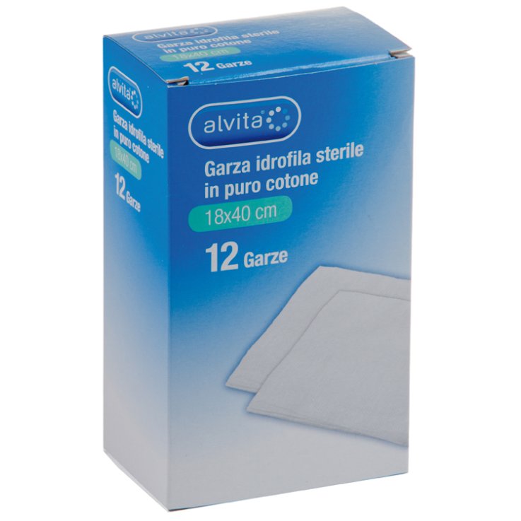 GARZA COMPRESSA IDROFILA 18X40CM 12 PEZZI ALVITA