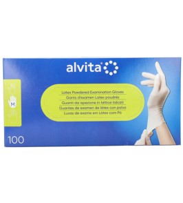 GUANTI IN LATTICE MONOUSO TAGLIA MEDIA 7/7,5 100 PEZZI ALVIT A