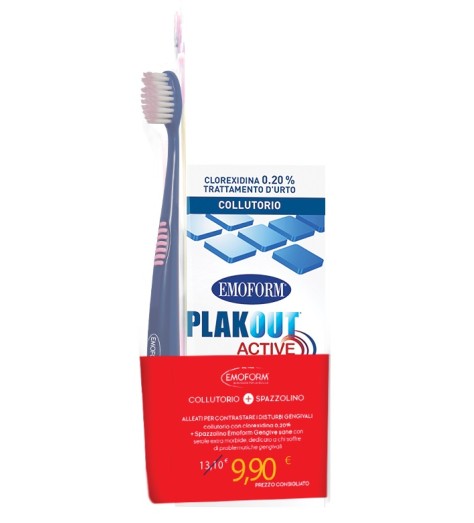 EMOFORM PLAK OUT ACTIVE COLLUTORIO 0,20% CLOREXIDINA 200 ML+ EMOFORM GENGIVE SANE SPAZZOLINO