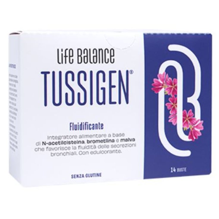 LIFE BALANCE TUSSIGEN NAC FLUIDIFICANTE 14 BUSTINE LIMONE CON EDULCORANTE SENZA GLUTINE NATURALMENTE PRIVO DI LATTOSIO