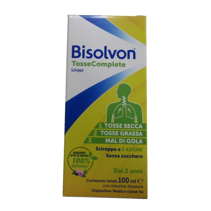 BISOLVON TOSSE COMPLETE SCIROPPO 100 ML SENZA ZUCCHERO SENZAGLUTINE SENZA LATTOSIO
